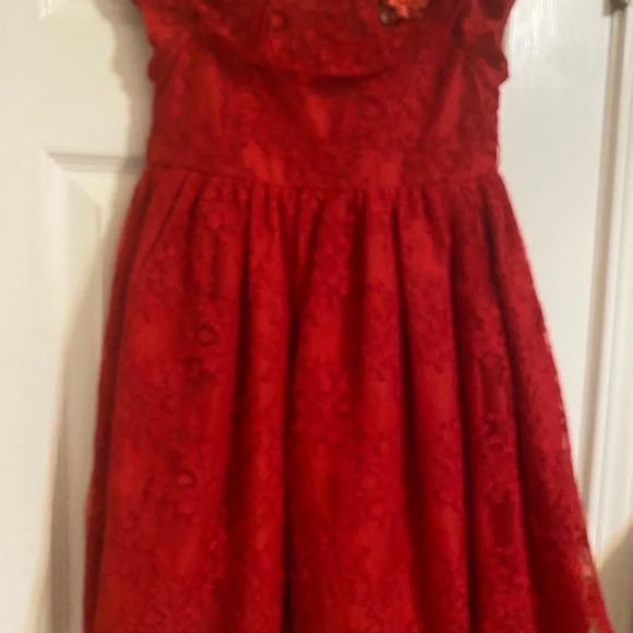 Laura Ashley Red Lace Dress - Picture 2 of 8